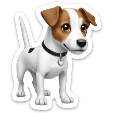 jack Russell dog with half brown half white head and black ears  sticker