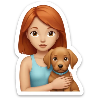 chica colorada con un perrito labrador  sticker