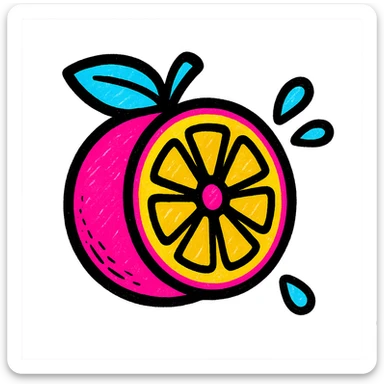 vibrant stylized emoji of a sliced orange, suitable as a sprite for a 2D fruit ninja game sticker