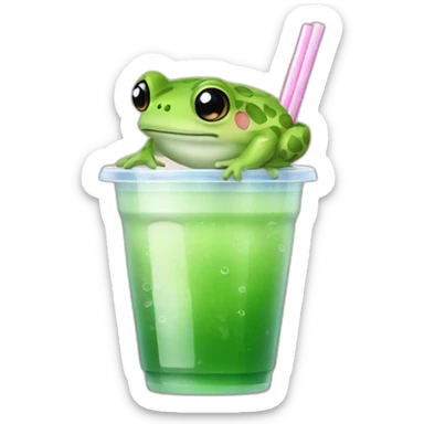 Cute frog drinking bubble tea sticker