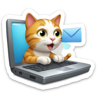 cat typing email sticker