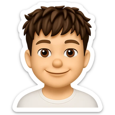 Create an emoji portrait of this person with a friendly facial expression in the style of Apple emoji. The image should have no background. The style is Apple emoji, known for its clean and friendly look. sticker