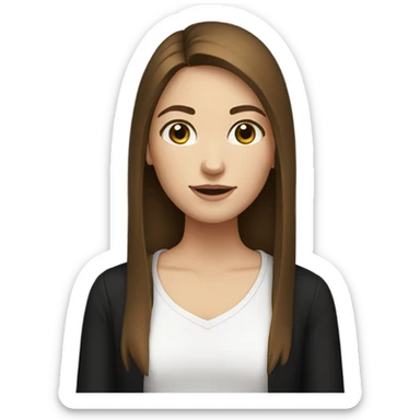 Brown straight hair white skin brown eyes black shirt girl sticker