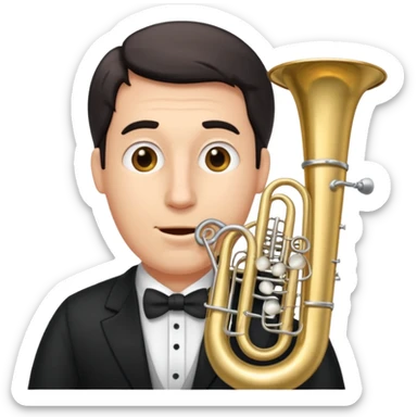 große Tuba, von gltzköpfigen graubärtigem Mann gespielt sticker