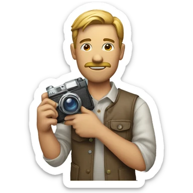 create emoji of a guy holding a camera in one hand and a eraser in another sticker