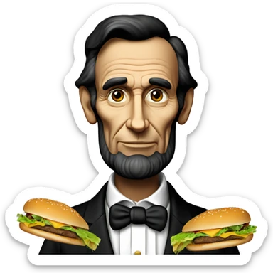 Abraham Lincoln with a Cheeseburger  sticker