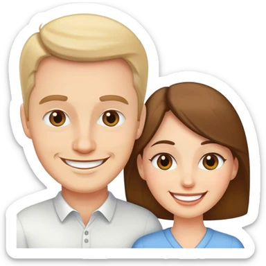 white husband and wife smiling  sticker