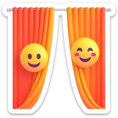 simple noren curtain, 3D emoji style icon, bright colors, dimensional, transparent background sticker