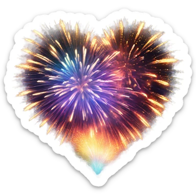 A beautiful heart that is multicoloured and inside is fireworks sticker