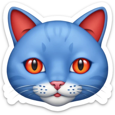Emoji Visage de chat bleu defoncé yeux rouge fatigué sticker