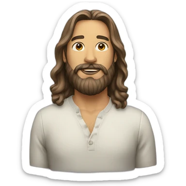 Man with long hair and beard filming sticker