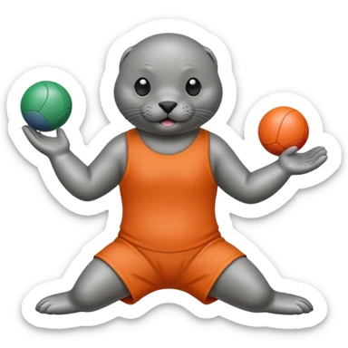 A seal performing gymnastics and juggling sticker
