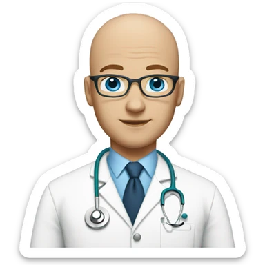 Bald doctor male with blue eyes  sticker