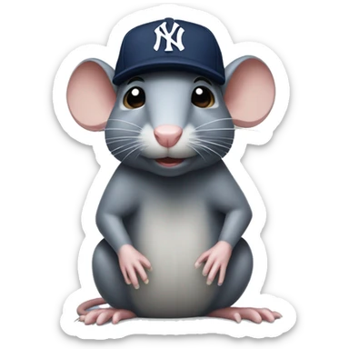 Rat wearing New York yankee cap sticker