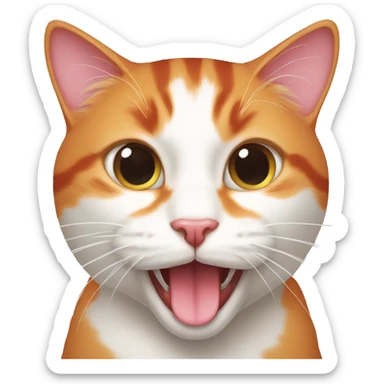 Red and white cat sticking out its tongue  sticker