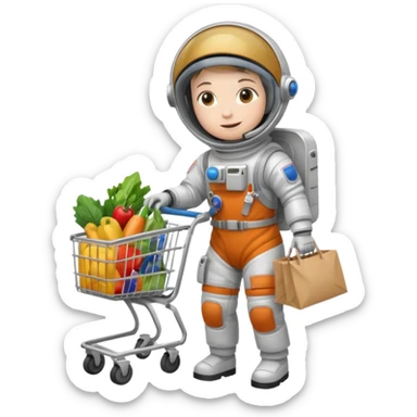 astronauta con carrito de supermercado sticker