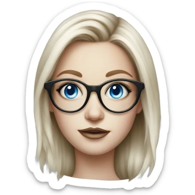 Photo Realistic pale female lightly tattoo glasses and blue eyes sticker