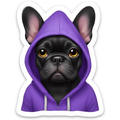 Black french bulldog with Purple hoodie  sticker