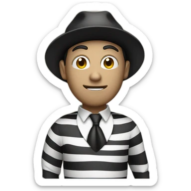 A Thief with a money bag A black hat and a black and white striped outfit sticker