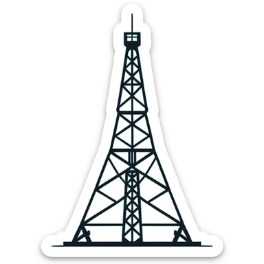 Oil derrick tower, minimalist design with soft gradients in sky blue, teal green, white, and light gray sticker