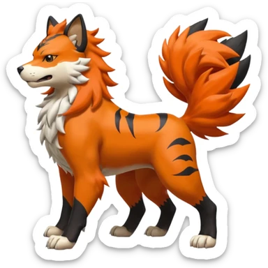 Litten-Houndour-Arcanine-hybrid-fusion, full body sticker