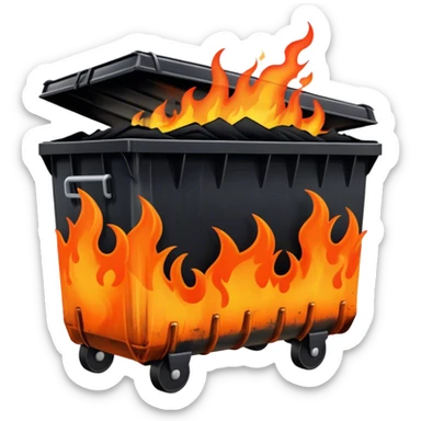 a dumpster on fire sticker
