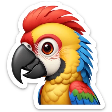 cinematic-cute-macaw-portrait-emoji,-head-tilted-playfully-and-inquisitively,-with-a-dazzling-red-plumage-and-round,-sparkling-eyes-filled-with-charm,-simplified-yet-irresistibly-adorable-features,-highly-detailed sticker