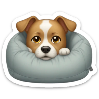 Dog in his cushion sticker