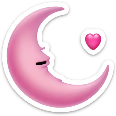 Aesthetic pink crescent moon with pink heart sticker