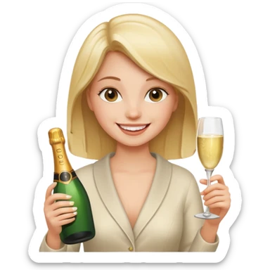 girl with Champagne bottle sticker