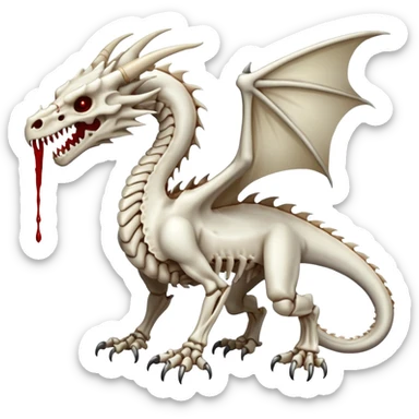  White skeletal skeleton bone dragon with some blood sticker