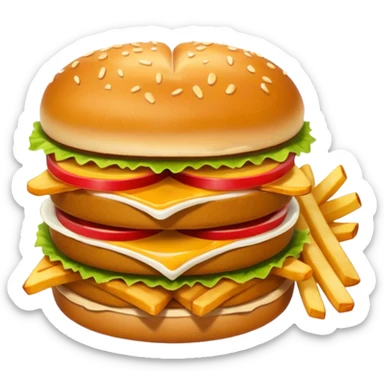 katsu sando with a side of fries, apple emoji style sticker