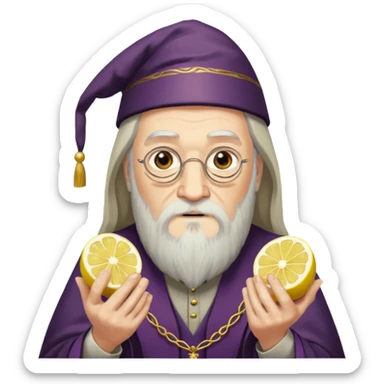 Dumbledore with Lemon slices in his hands sticker