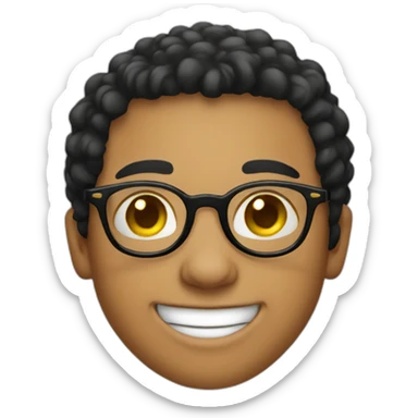 A light skin boy wearing small-size black-rimmed round glasses smiling sticker