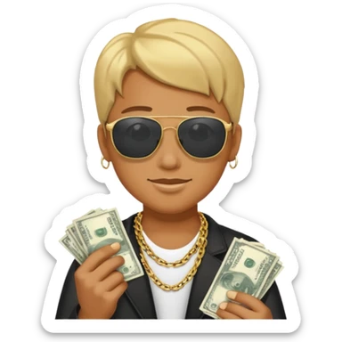 Knight helmet gold chain sunglasses money sticker