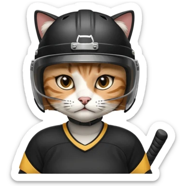 female cat hockey player sticker