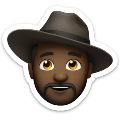 dark skinned man with hat that says LA and beard that only goes around the mouth and don the chin sticker