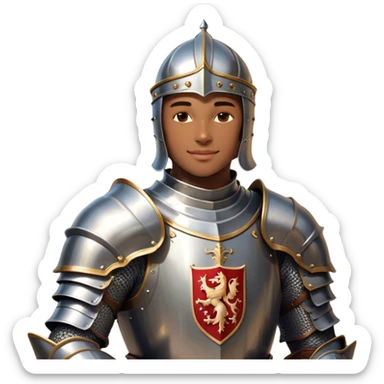 Clash of Clans aesthetic: Beautiful and Majestic Knight Portrait Emoji, Rendered in serene valor with a gentle, confident smile and regal bearing, showcasing a refined, elegantly armored form with polished heraldic accents and softly closed eyes in natural skin tone, Simplified yet exquisitely endearing features, highly detailed, glowing with a soft, majestic light, high shine, calm and heroic, stylized with an air of timeless chivalric grace, soft glowing outline, capturing the essence of a majestic knight whose noble spirit inspires epic quests! sticker