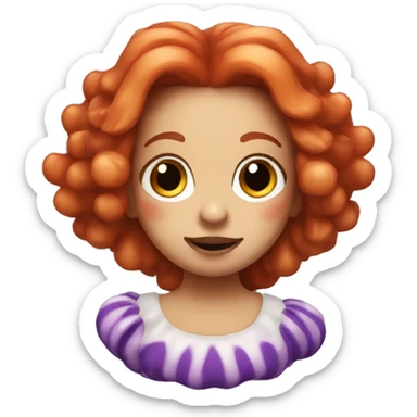 clown fish with long brown girly hair sticker