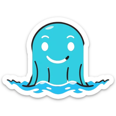 scared smiley face being drowned with so much water sticker