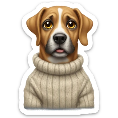 Dog wearing a ugly swether  sticker