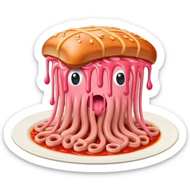 SPAM meat melted pink dripping sauce flying spaghetti monster sticker