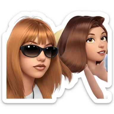 girls with stylish hair sticker