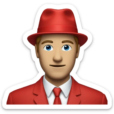 A person wearing a red suit where you can’t see anything but red on the suit with a blue glass part where the face is and it’s not see through sticker