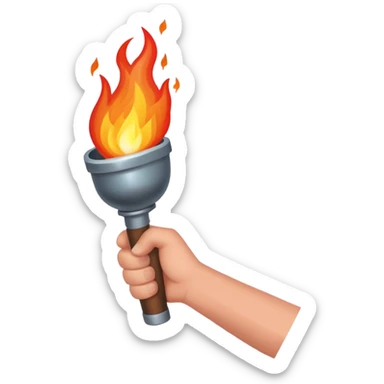 Hand with fire torch sticker
