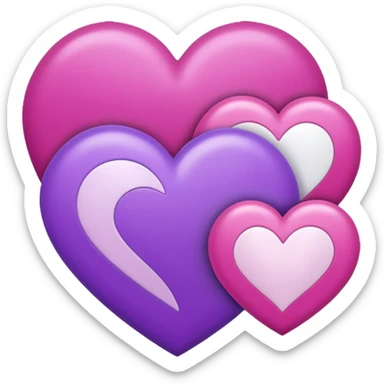 Purple pink and white hearts   sticker