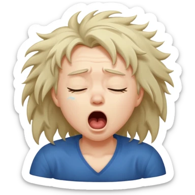 yawning sleepy character sticker