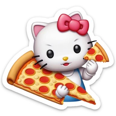 Hello kitty eating pizza  sticker