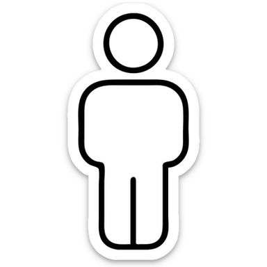 human figure icon, only outer contour, no internal details, no fill, outline style, no text sticker