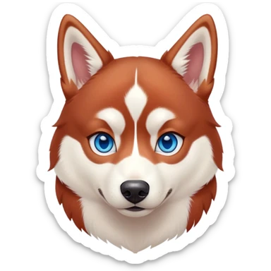 cute, disney-style, red siberian husky with blue eyes sticker